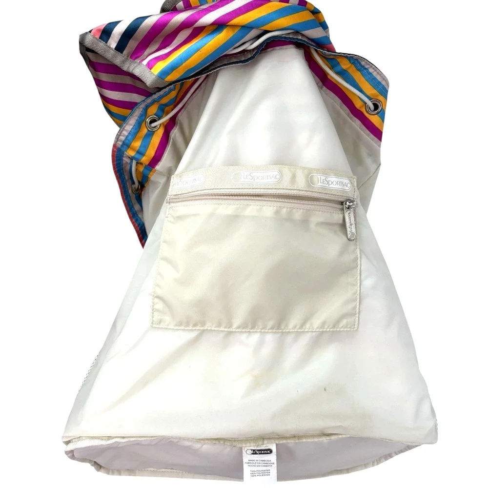 LeSportsac Voyager‎ Backpack Stripe Multicolor Pockets Diaper Bag Travel Large
